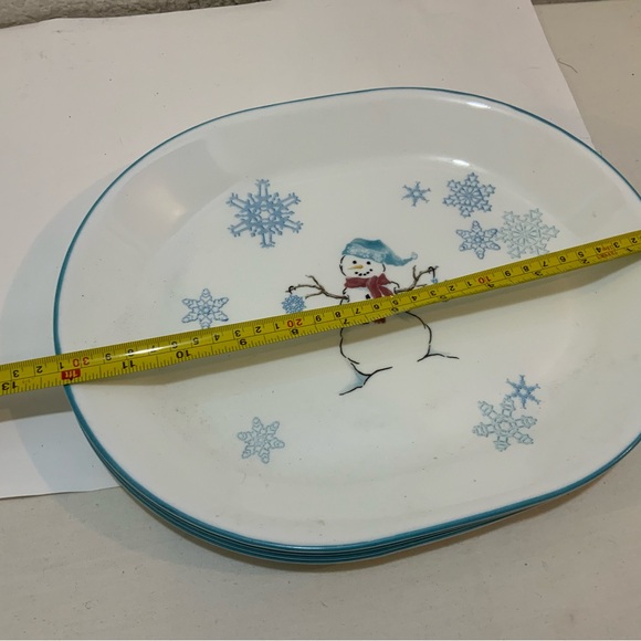 Set 2 Corelle Winter Magic “Snowman” 12” by 10” Serving Platter - Picture 6 of 7